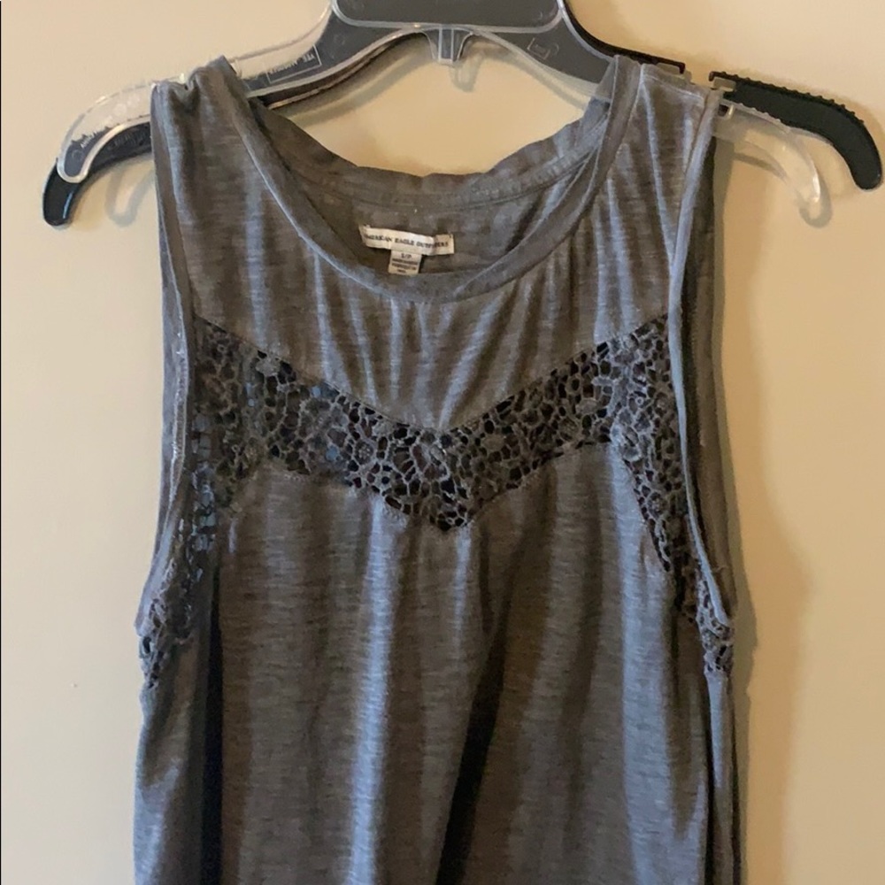 Gray tank with lace